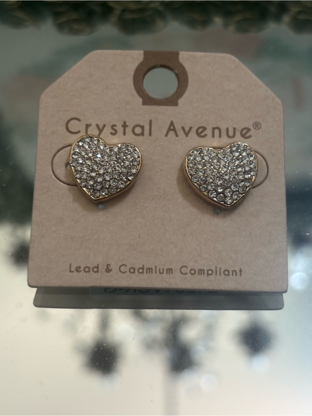 Crystal Avenue Gold Heart Pavé Stud Earrings - Clear